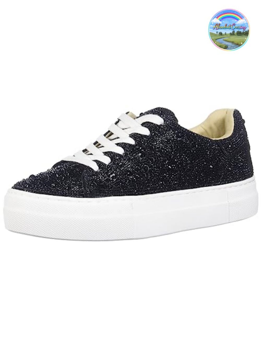 Rhinestone Platform Sneaker Low Top Lace-Up Glam Sparkly Shoes